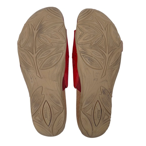 Earth Sand Antigua Wide Slides Shoes Sandals Red Cork Footbed Women 10W - Picture 6 of 7